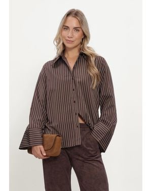 Simplee Damen Blusen Wv-Cott-Pl-Pin-26-3 - Braun