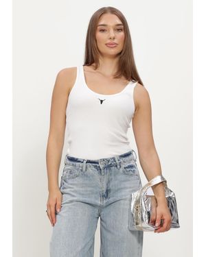 Alix The Label Damen Tops & T-Shirts Ladies Knitted Tank Top - Weiß