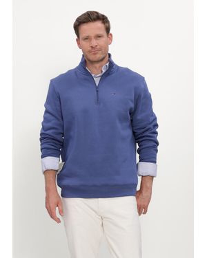 Tommy Hilfiger Herren Pullover & Cardigans Tjm Reg Fleece 1/4Zip Mock Neck - Blau
