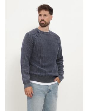 Anerkjendt Herren Pullover & Cardigans Aksune Washed Patent Knit - Blau