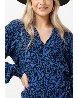 Alix The Label Minikleid Ladies Woven Sketchy Animal Dress With Knot - Blau
