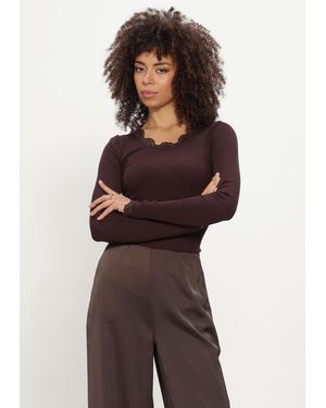 Rosemunde Damen Tops & T-Shirts Babette Silk Ls Lace - Braun