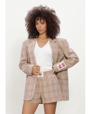 Alix The Label Damen Blazers Ladies Woven Oversized Check Blazer - Natur