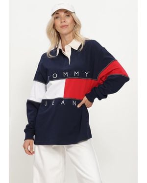 Tommy Hilfiger Damen Pullover & Cardigans Tjw Ovs Flag Rugby Ext - Blau