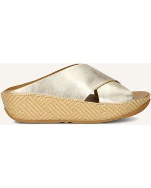 Fitflop Damen Pantoletten Lulu Lux Cross Slide - Schwarz