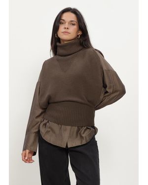 ROUGE EDIT Damen Pullover & Cardigans Roucleo Roll Neck Knit Vest/Pf - Braun