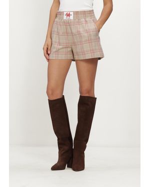 Alix The Label Damen Hosen Ladies Woven Sporty Check Shorts - Natur