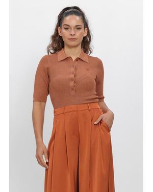 Dante6 Damen Tops & T-Shirts -Fayza Metallic Knitted Polo - Orange