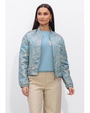 Jansen Amsterdam Damen Jacken Qwen Jasje 219 Gj Bomber Long Sleeve Jacquard - Blau