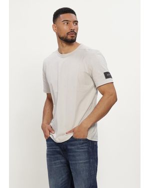 Calvin Klein Herren Polos & T-Shirts Ss Clsc Sueded Jersey Badge Tee - Blau