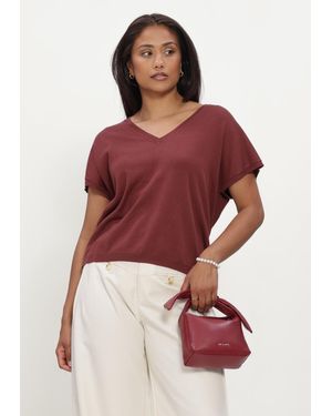 Minus Damen Tops & T-Shirts Mspeyton Batsleeve Knit T-Shirt - Rot