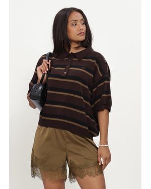 Gestuz Damen Tops & T-Shirts Gztaia Ss Polo Pullover - Braun