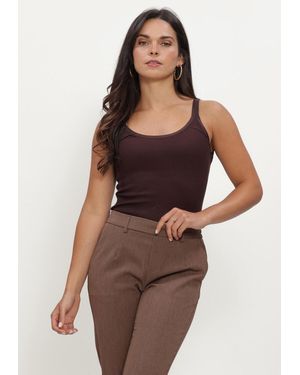 Rosemunde Damen Tops & T-Shirts Belle Silk U-Neck Strap Elastic - Braun