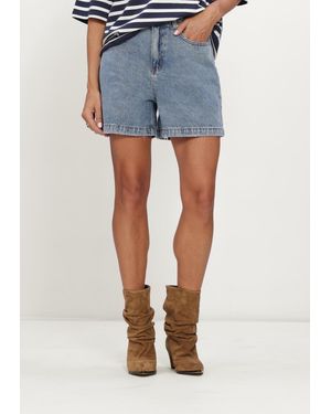Alix The Label Damen Hosen Ladies Woven Bermuda Denim Shorts - Blau