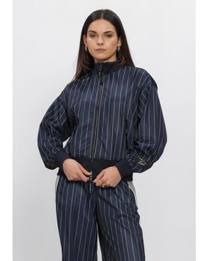 Haute L'Amitié Damen Pullover & Cardigans Pin Stripe Zip Sweat - Blau