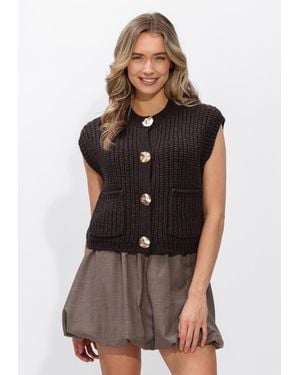 Second Female Damen Pullover & Cardigans Ulrikke Knit Vest - Braun