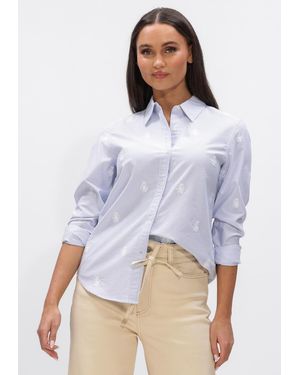 Tommy Hilfiger Damen Blusen Oxford Aop Relaxed Shirt - Weiß