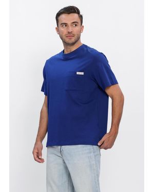 Calvin Klein Herren Polos & T-Shirts Ss 20S Jersey Easy Coin Pocket T - Blau