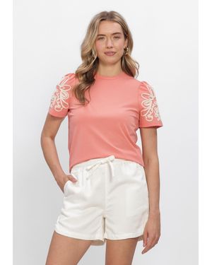 Object Damen Tops & T-Shirts Objcaroline Joana Ss Top E Div - Weiß