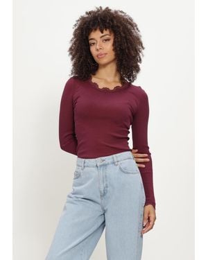 Rosemunde Damen Tops & T-Shirts Babette Silk Ls Lace - Rot