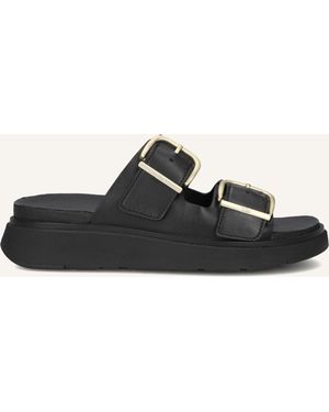 Fitflop Damen Pantoletten Buckle Two Bar Slides - Schwarz
