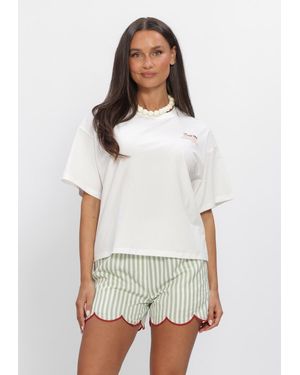 Ydence Damen Tops & T-Shirts T-Shirt Sunday Mornings - Weiß
