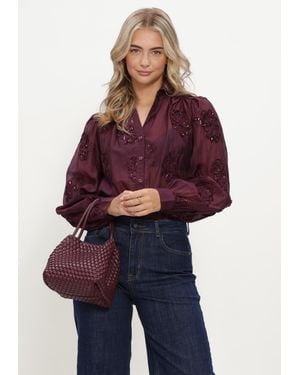 Nukus Damen Blusen Antonella Blouse Paillet Flower - Rot
