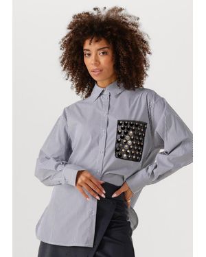 Jansen Amsterdam Damen Blusen Goldie Blouse Cs3 726 Sequins Pocket - Grau