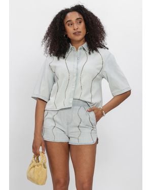 Dante6 Damen Blusen Zofia Embellished Denim Shirt - Grau