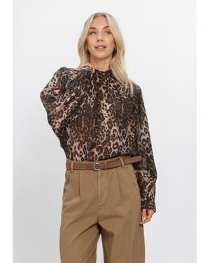 WITHBLACK Damen Blusen Wblelvira Ls Blouse - Braun