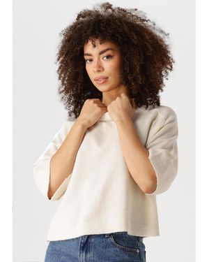 EDITED Damen Tops & T-Shirts Birla Knit Shirt - Weiß