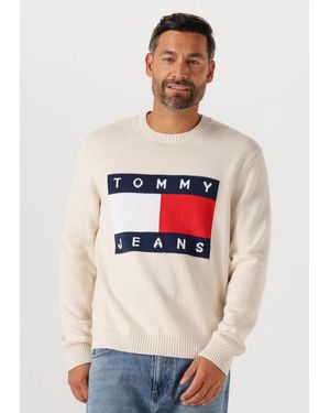 Tommy Hilfiger Herren Pullover & Cardigans Tjm Reg Melange Flag Sweater - Weiß