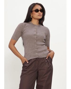 Modström Damen Pullover & Cardigans Hirokimd Ss Cardigan - Grau