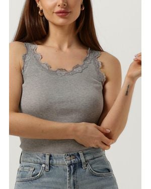 Rosemunde Top Silk Top W/ Lace Damen - Grau