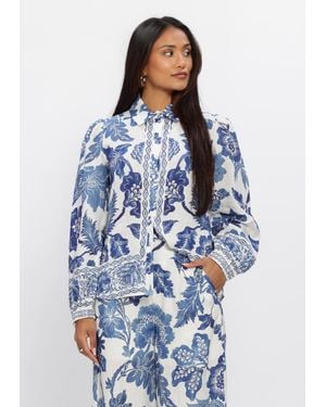 Dea Kudibal Damen Blusen Slomadea Ns-Shirt With Balloon Sleeves - Blau