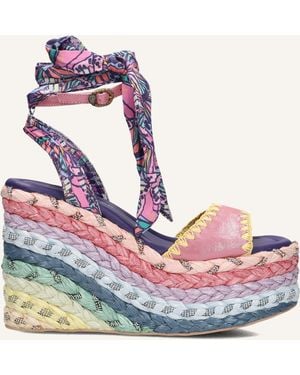 Kurt Geiger Damen Sandalen Chelsea Scarf Wedge - Blau