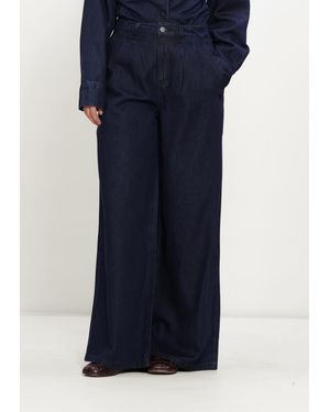 Alix The Label Damen Hosen Ladies Woven Wide Leg Denim Pants - Blau