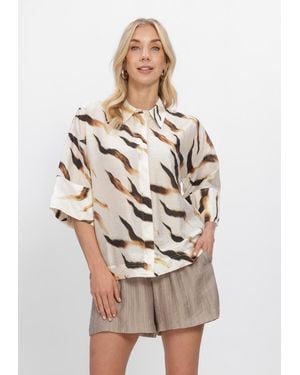 ROUGE EDIT Damen Blusen Roualana 2/4 Shirt - Natur