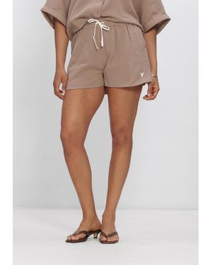 Alix The Label Damen Hosen Ladies Woven Crinkle Shorts - Natur