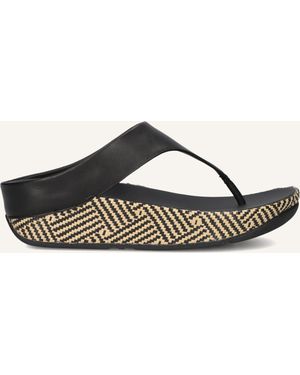 Fitflop Damen Pantoletten Lulu Lux Graphic Weave Toe-Post - Schwarz