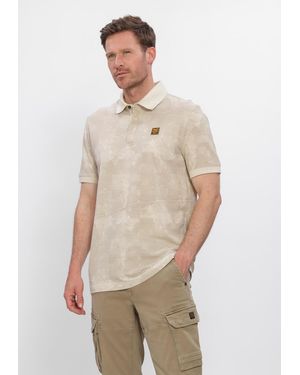 PME LEGEND Herren Polos & T-Shirts Short Sleeve Polo Printed Two Tone Pique - Natur