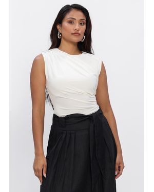 Rosemunde Damen Tops & T-Shirts Billie Sl Drape Top - Weiß