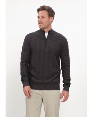 Cast Iron Herren Pullover & Cardigans Half Zip Collar Slim Fit Comfort Blend - Schwarz