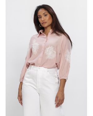 Jansen Amsterdam Damen Blusen Raella Blouse Ae 701 3/4 Sleeve Embroidery - Pink