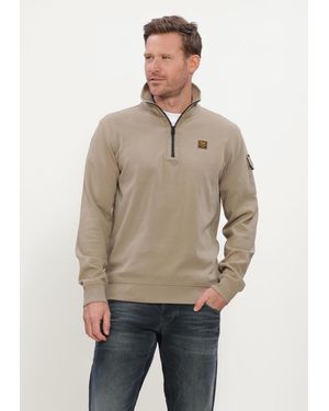 PME LEGEND Herren Pullover & Cardigans Half Zip Collar Interlock Jersey - Natur