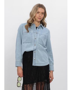 ROUGE EDIT Damen Blusen Roufrancie Mae L/S Oversized - Blau