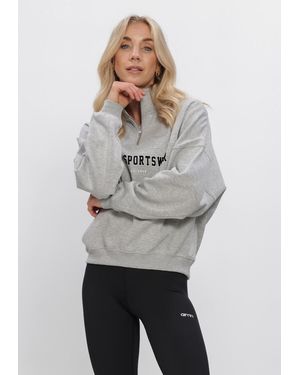 Aim'n Damen Pullover & Cardigans Varsity Sweat Half Zip - Grau