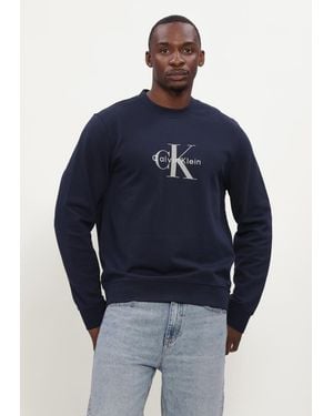 Calvin Klein Herren Pullover & Cardigans Ls 350Terry Mnlg Cn Swtshrt - Blau