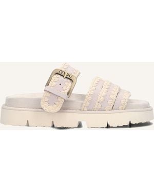 Mou Damen Pantoletten Bio Sandal Buckle Strap - Schwarz