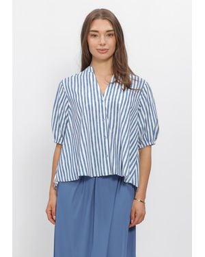 JAPANTKY Damen Blusen Billy Dessin - Blau
